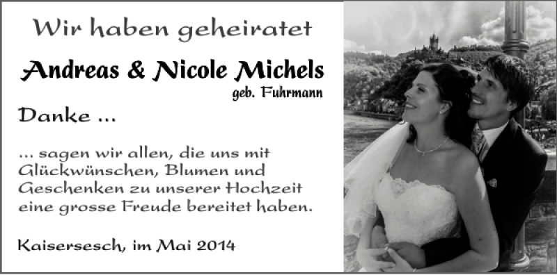  Traueranzeige für Andreas Nicole Michels vom 09.07.2014 aus WochenSpiegel