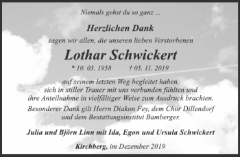 Traueranzeige von Lothar Schwickert von WochenSpiegel