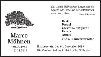 Traueranzeige von Marco Möhnen von WochenSpiegel