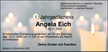 Traueranzeige von Angela Eich von Wochenspiegel