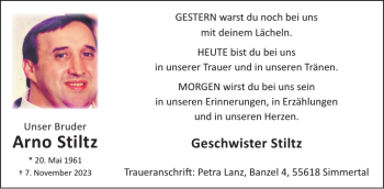 Traueranzeige von Arno Stiltz von Wochenspiegel