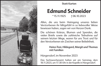 Traueranzeige von Edmund Schneider von Wochenspiegel