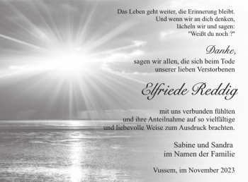 Traueranzeige von Elfriede Reddig von Wochenspiegel
