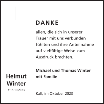 Traueranzeige von Helmut Winter von Wochenspiegel