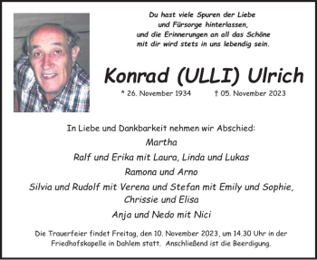 Traueranzeige von Konrad ULLI Ulrich von Wochenspiegel