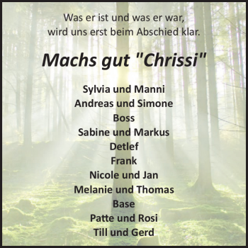 Traueranzeige von Machs gut Chrissi von Wochenspiegel