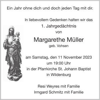 Traueranzeige von Margarethe Müller von Wochenspiegel