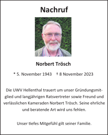 Traueranzeige von Nachruf  von Wochenspiegel