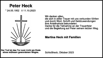 Traueranzeige von Peter Heck von Wochenspiegel