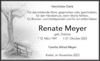 Traueranzeige von Renate Meyer von Wochenspiegel