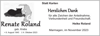 Traueranzeige von Renate Roland von Wochenspiegel