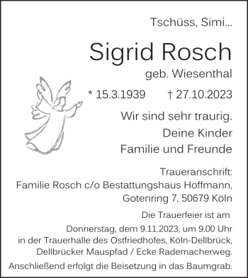 Traueranzeige von Sigrid Rosch von Wochenspiegel