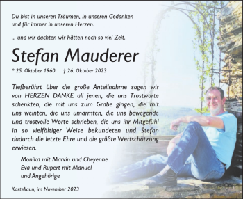 Traueranzeige von Stefan Mauderer von Wochenspiegel