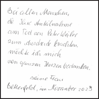 Traueranzeige von Peter Weiler von Wochenspiegel