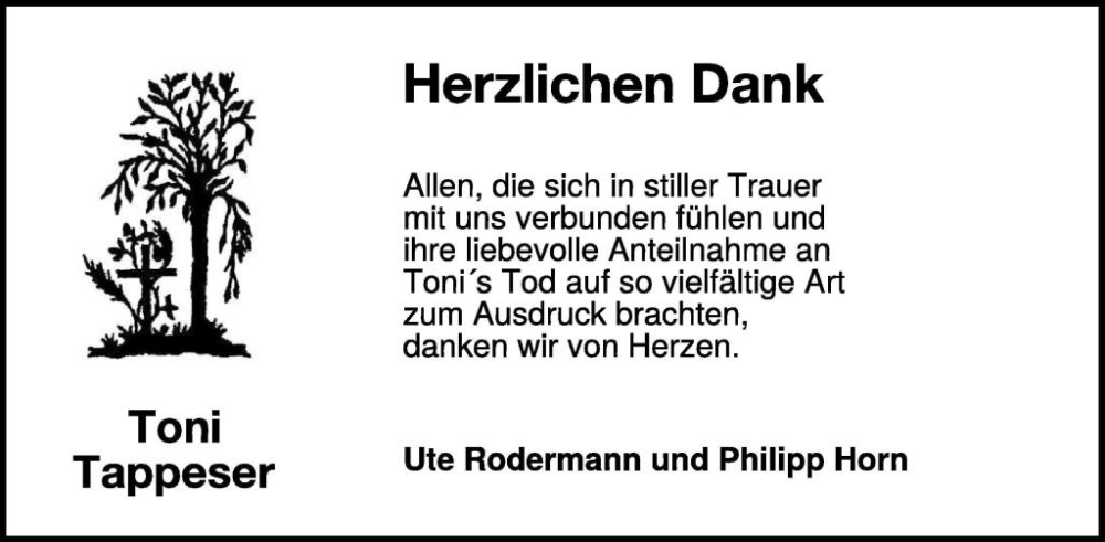  Traueranzeige für Toni Tappeser vom 09.12.2023 aus WochenSpiegel