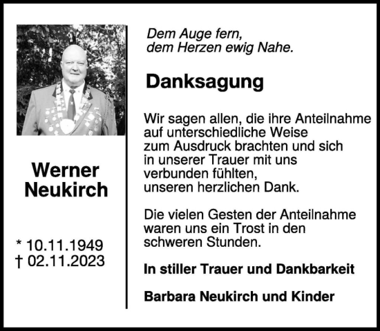 Traueranzeige von Werner Neukirch von WochenSpiegel