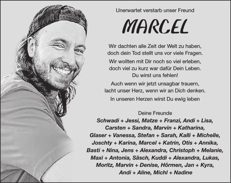  Traueranzeige für MARCEL  vom 12.07.2023 aus WochenSpiegel