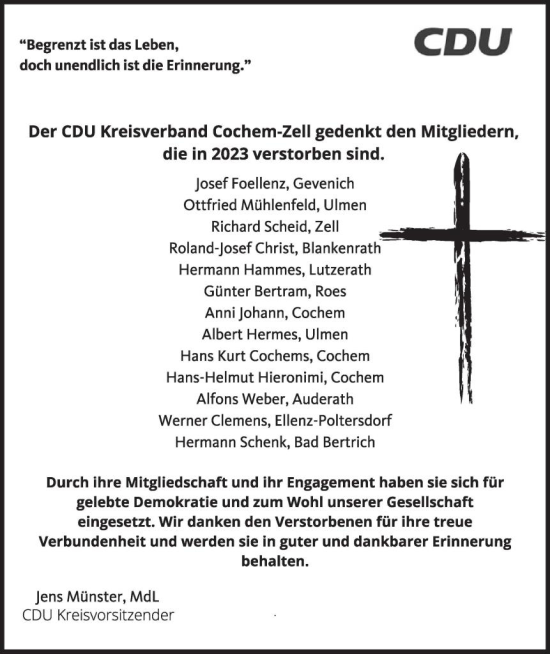 Traueranzeige von Im Gedenken 2023 von WochenSpiegel