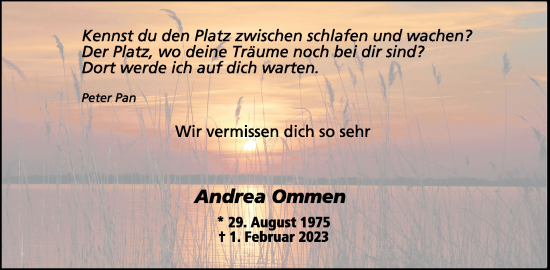 Traueranzeige von Andrea Ommen von WochenSpiegel