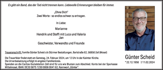Traueranzeige von Günter Scheid von WochenSpiegel