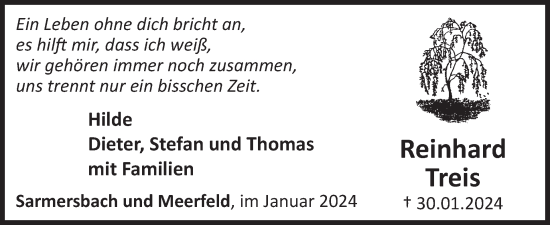 Traueranzeige von Reinhard Treis von WochenSpiegel