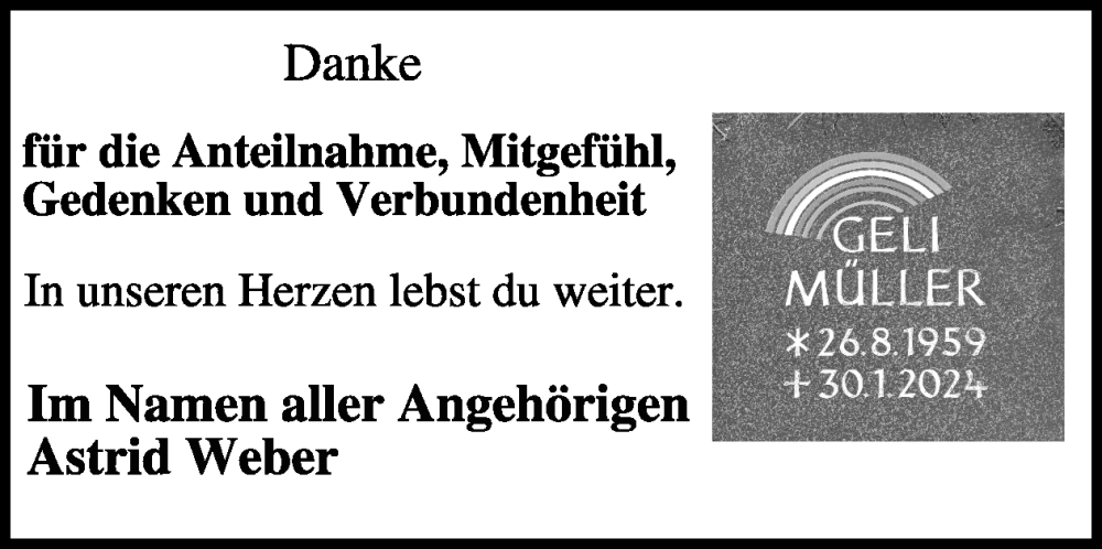  Traueranzeige für Angelika Müller vom 13.03.2024 aus WochenSpiegel