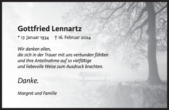 Traueranzeige von Gottfried Lennartz von WochenSpiegel