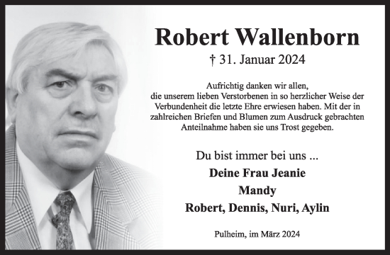 Traueranzeige von Robert Wallenborn von WochenSpiegel