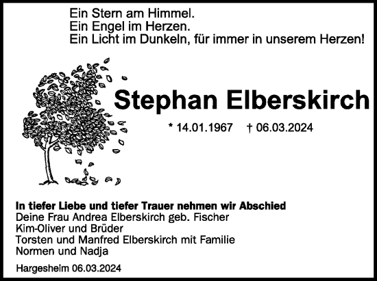 Traueranzeige von Stephan Elberskirch von WochenSpiegel