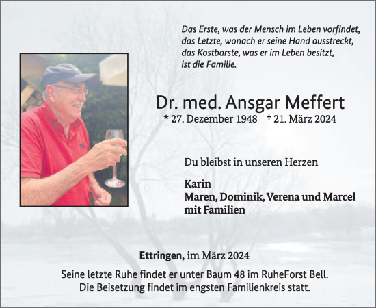 Traueranzeige von Ansgar Meffert von WochenSpiegel