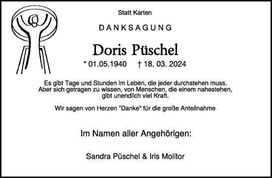 Traueranzeige von Doris Püschel von WochenSpiegel