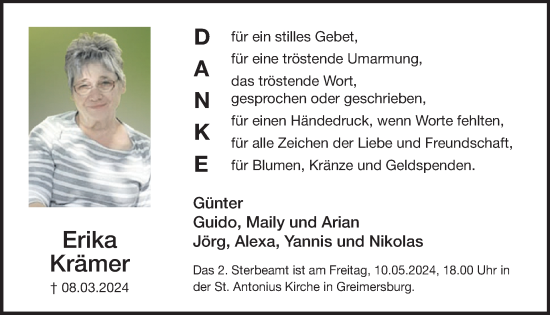 Traueranzeige von Erika Krämer von WochenSpiegel
