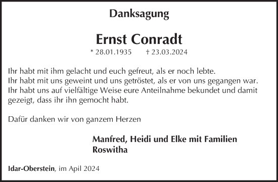Traueranzeige von Ernst Conradt von WochenSpiegel