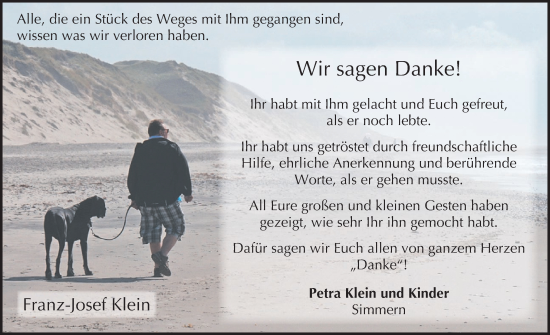 Traueranzeige von Franz-Josef Klein von WochenSpiegel