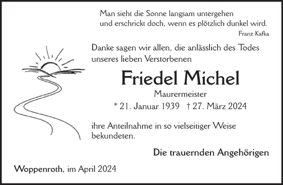 Traueranzeige von Friedel Michel von WochenSpiegel