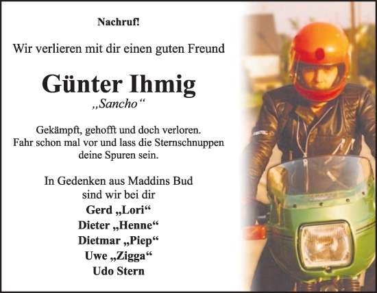 Traueranzeige von Günter Ihmig von WochenSpiegel