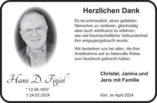 Traueranzeige von Hans D. Figiel von WochenSpiegel