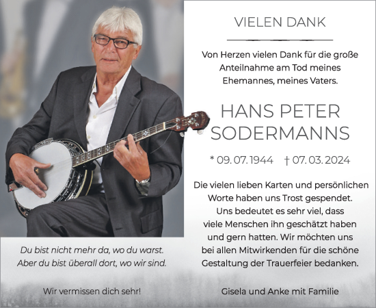Traueranzeige von Hans Peter Sodermanns von WochenSpiegel
