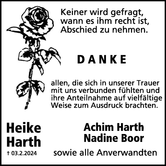 Traueranzeige von Heike Harth von WochenSpiegel
