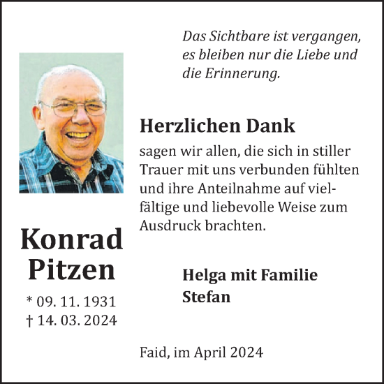 Traueranzeige von Konrad Pitzen von WochenSpiegel
