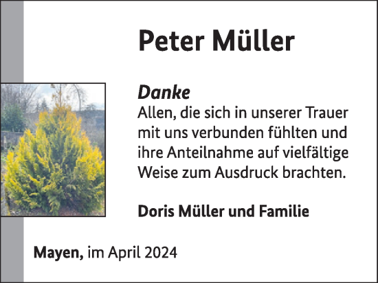 Traueranzeige von Peter Müller von WochenSpiegel