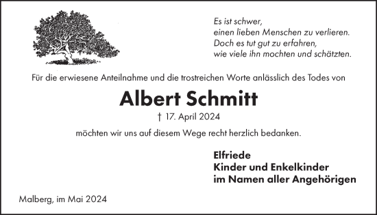 Traueranzeige von Albert Schmitt von WochenSpiegel