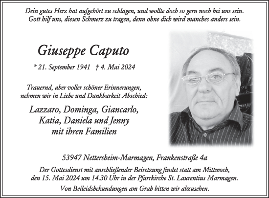 Traueranzeige von Giuseppe Caputo von WochenSpiegel