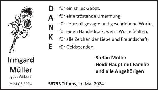 Traueranzeige von Irmgard Müller von WochenSpiegel