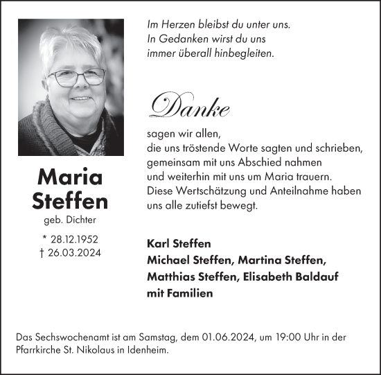 Traueranzeige von Karl Steffen von WochenSpiegel