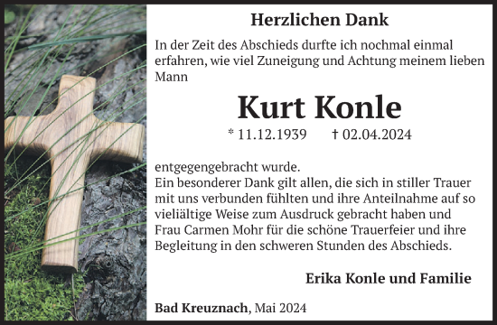 Traueranzeige von Kurt Konle von WochenSpiegel
