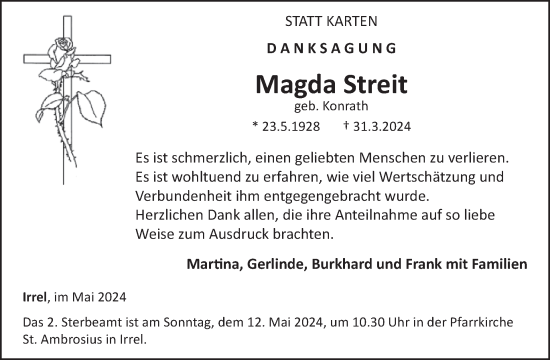 Traueranzeige von Magda Streit von WochenSpiegel