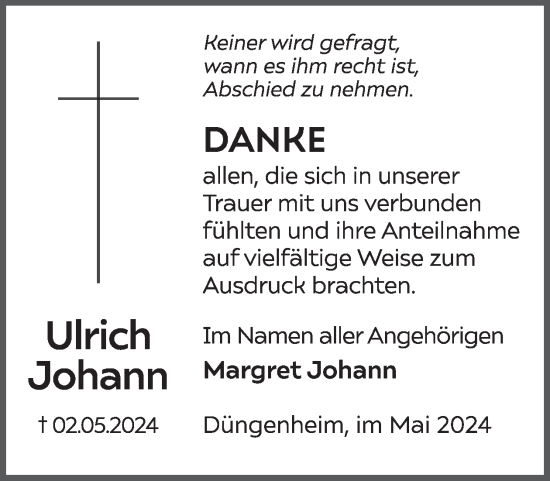 Traueranzeige von Ulrich Johann von WochenSpiegel
