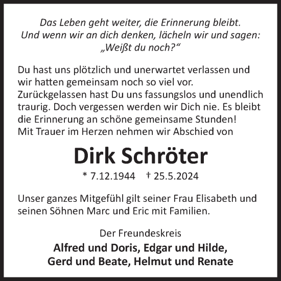 Traueranzeige von Dirk Schröter von WochenSpiegel