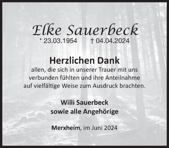 Traueranzeige von Elke Sauerbeck von WochenSpiegel